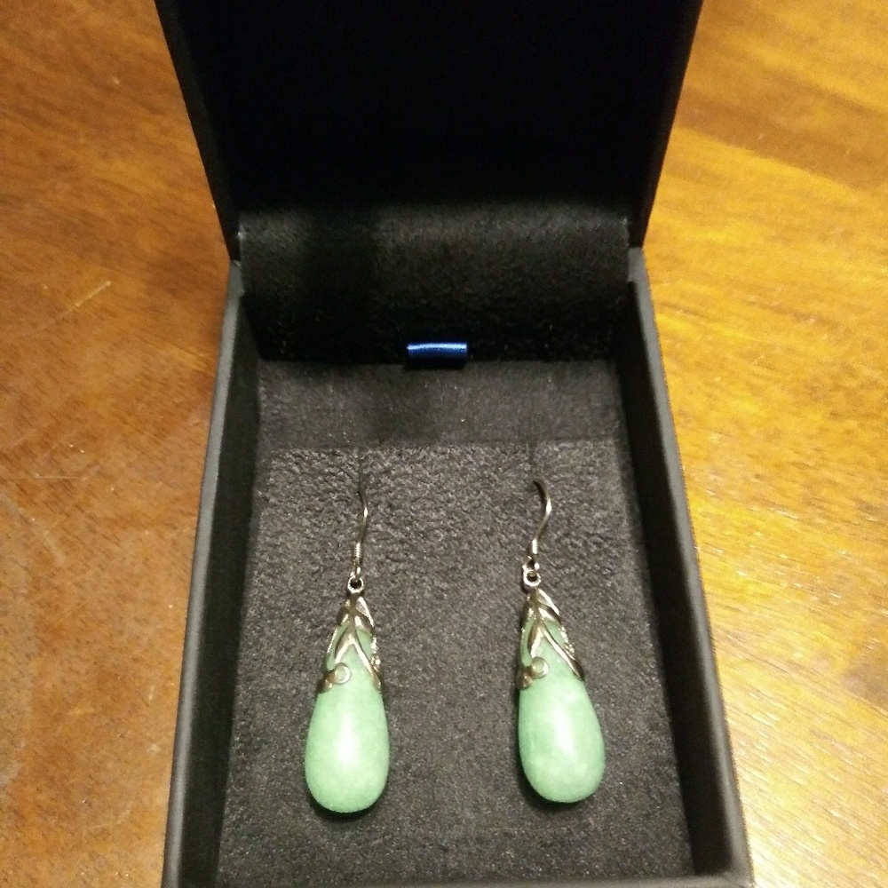 Jade and Silver Earrings